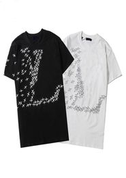 2022 men printed t shirts polos designer fragment airplane letter print paris clothes mens shirt tag Loose style black white9673874