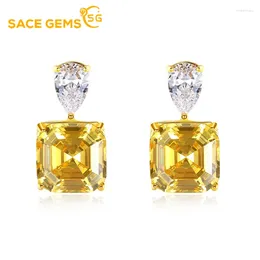 Dangle Earrings SACE GEMS Luxury Women S925 Sterling Silver Pagoda Cut Imitation Yellow Diamond Boutique Jewelry For Wedding Parties