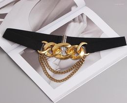 Belts Luxury Metal Link Chain Waist Belt Black Elastic Stretch Strap For Dress Decoration Autumn Female Casual Jean Cinch2652941