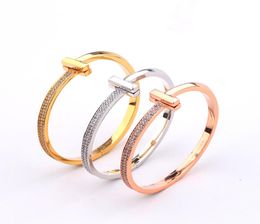 1:1 Creative Gold-plated Half Set of Double T Bracelet Cuffs European and American Fashion Mulunctional Light Luxury Women's Wide Version Bracelet Wholesale9323724