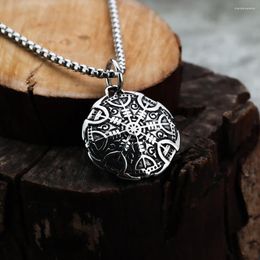 Pendant Necklaces Viking Odin Logo Compass Titanium Steel With European And American Style Men's Fashionable Personalized Necklace