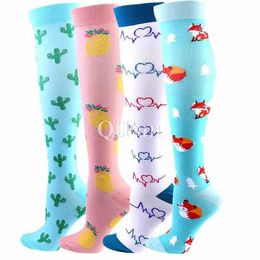 Socks Hosiery Men Women Compression SocksCycling SocksMedical Nursing Kn High Breathable Running Sports Socks Calcetines Ciclismo Meias Y240504