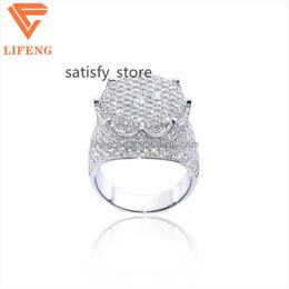 2023 hot selling s925 iced out fine jewelry vvs moissanite ring pass diamond tester crown shaped luxury engagement ring