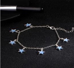 Luminous Star Tassel Ankle Bracelet Silver Glow In the Dark Anklet Chain Yoga Dancing Foot Bracelets Ankle Bracelets3947990