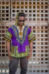 Ethnic Clothing Dashiki-African Shirt Hoodie (Unisex) Cotton Dashikiage Mens Women African Hoody Top W/ Hood Traditional Blouse