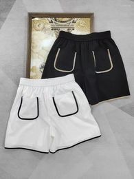 Women's Shorts Naizaiga 90% Nylon 2024 Summer Solid White Black Beading Women Short Pants BK25