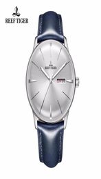 Wristwatches 2021 Reef TigerRT Mens Dress Watches Convex Lens White Dial Automatic Blue Leather Band RGA82382656783