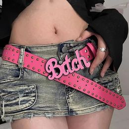 Belts 2024 Fashion Women's Belt Spicy Girl Style European And American Street Letter Pink Subcultural Versatile