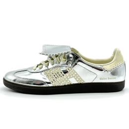 designer leopard print silvery vintage trainer low sneakers non-slip outsole fashionable classic men women casual shoes