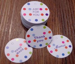 Dots Paper Gift Tags Thank you Merci Just for You Hand Made Party Favor Wedding Gift Wrap Paper Cards Hang Tags 1000 pcs2630153