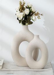 Frosted Particle Flower Arrangement Hollow Round Flower Vase For Home Decoration Furnishings Office Living Room Decor Art Vases 216890693