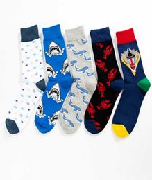 New quality Colourful Colour contrast cartoon big lobster men socks casual Harajuku funny cool crew socks crazy dress sokken1035246