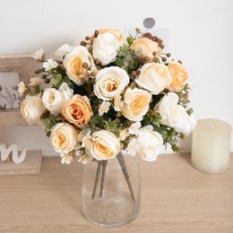 Decorative Flowers Silk Rose For Wedding Bouquet DIY Decoration Vase Home Floral Arrangement Scrapbooking Background Wall Artificial