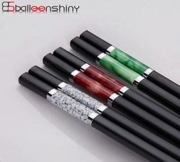 BalleenShiny Jade Chopsticks Korean Style Chop Sticks Hashi Korean Chopsticks Reusable Chinese Set Dinnerware Cutlery1756002