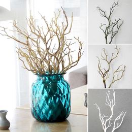 Decorative Flowers 35Cm Dry Artificial Fake Foliage Plants Branch Tree 3 Colors Decoration Home Decor