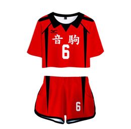 Anime Haikyuu Cosplay Costume Nekoma High School Volleyball Club Kozume Kenma Kuroo Tetsurou Two Piece Set Women Tops and Shorts O3060784