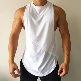 Bodybuilding Sporty Tank Tops Men Gyms Fitness Workout Sleeveless Shirt Male Stringer Singlet Summer Casual Loose Undershirt 240429