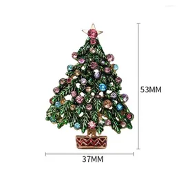 Brooches Christmas Brooch Tree Shape Colourful Rhinestone Handmade Enamel Lapel Pin Anti-rust