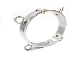 Bondage Metal Pressing lock Dog Collar Cuffs Shackle Slave Restraint Neck Ring R569774866