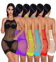 2 Styles Women Sexy Fishnet Bodycon See Through Crotchless Body Tights Siamese Pantyhose bondage Skirts underwear Dresses Lingerie2042924