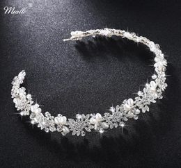 Miallo Luxury Clear Crystal Bridal Hair Vine Pearls Wedding Hair Jewellery Accessories Headpiece Women Crowns Pageant HSJ45061579306