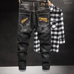 Men's Jeans Graphic Man Cowboy Pants Stretch With Pockets Black Elastic Trousers High Quality Emo Big Size Clothing Nylon