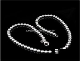 Beaded Pendants Drop Delivery 2021 Jewelry With 6Mm 4Mm Sterling Sier Ball Number 8Mm 10Mm Sliver 925 Solid Round Chains Necklaces6197575