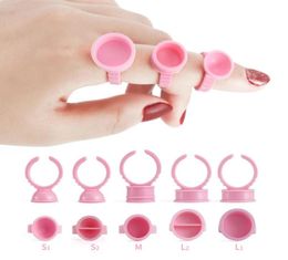 GLAMLASH 100pcs disposable lash extension glue holder ring eyelash Adhesive glue Tattoo Pigment Container Ink Pallet holder ring5181082