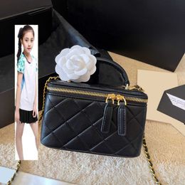 Kids Bags Luxury Brand CC Bag 23Ss Womens Cosmetic Case Box Black Vanity Bags Top Handle Totes Card Holder With Golod Metal Hardware Matelasse Chain Crossbody Shoulde