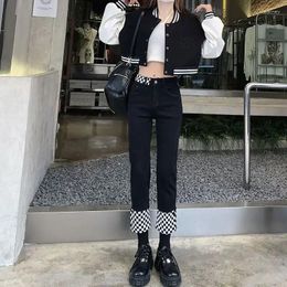 Women's Jeans High Waist S Womens And Capris Straight Leg Trousers Cropped With Pockets Pants For Women Black Pipe On Sale Cowboy Emo