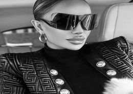 Sunglasses Celebrity Luxury Women Wrap Around Shield 2000s Brand Oversized Glasses Female Rimless Sun Men Gafas De Sol7864965