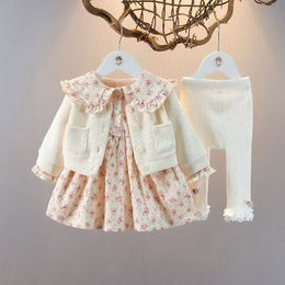 Foreign style girls' suits autumn baby children's wear Korean version of princess out wear girl baby spring and autumn group sets