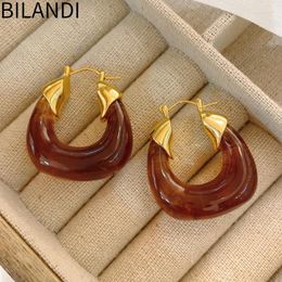 Hoop Earrings Bilandi Fashion Jewellery Vintage Temperament Resin For Women Female Simply Design Ear Accessories Drop