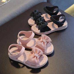 Sandals sandalias 2024 Summers Princess Child Bow Tie Girls Shoes Fashion Casual Non Slip Kids Beach zapatos nia H240504 C408