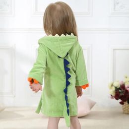 Rompers Children's Bathrobe Hooded Dragon Design Cotton Thick Fabric Baby Bath Towel For Girls Kids 1-6 Years Shower Hoodies