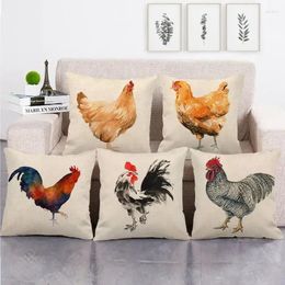 Pillow Animal Rooster Printing Mat Covering Farmhouse Decorative Cover 45cmx45cm Square Office Chair Case Cases