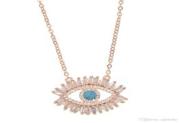 18k gold plated Turkish evil eye necklace lucky girl gift Baguette cubic zirconia turquoise geomstone top quality eye jewelry 3000521