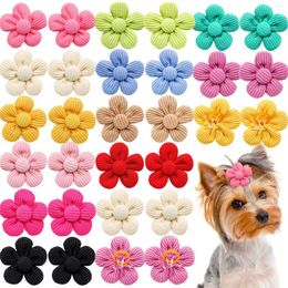 Dog Apparel 50/100pcs Pet Headflower Cloth Flowers Small Dogs Hair Accessories For Fashion Supplies Elastic Bands