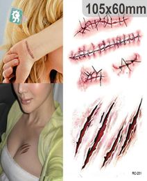 Halloween tattoo stickers Simulation prank blood scar tattoos wound scar Halloween special effects makeup Body painting waterproof6480462
