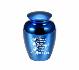 Small keepsake cremation urn for human ashes Aluminium alloy feather ashes holder to commemorate the belovedMom and Dad3966165