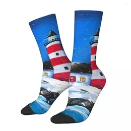 Women Socks Lighthouse Holiday Christmas Tree Funny Stockings Autumn Non Skid Couple Quality Pattern Running Sports
