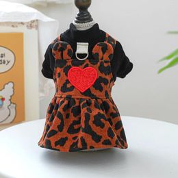 Dog Apparel 1PC Pet Spring And Autumn Leopard Pattern Strap Princess Dress With Drawstring Buckle For Small Medium Dogs