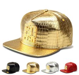 2017 Luxury 50Cent Baseball Caps Faux Leather Gold Rhinestone Cockade Crocodile Strapback Hats Hip Hop DJ Rap Hats Men Women Gift7591284
