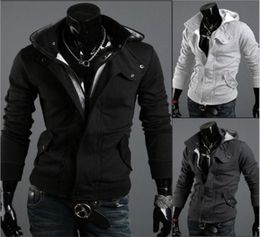 New Fashion Men039s Casual Hooded Cardigan Jacket Coat Man Outerwear Clothing 212 Black Dark gray Light gray5696330