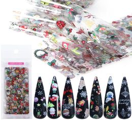 10pcspack Christmas Decorations for Nails Mix Colourful Transfer Nail Foil Sticker Snow Flower Elk Gift Santa Adhesive Paper2972545