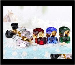 Cluster Drop Delivery 2021 Fashion Large For Women Wedding Jewelry Big Crystal Stone Ring Stainless Steel Rings Anillos Red Green 1303668