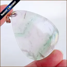 Pendant Necklaces Wholesale Natural Coloured Fluorite Crystal Colour Transparent Necklace For Women's Jewellery QS585