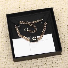 2024 Luxury quality Charm pendant necklace with Black and white enamel Colour in 18k gold plated have stamp box PS4639A q1