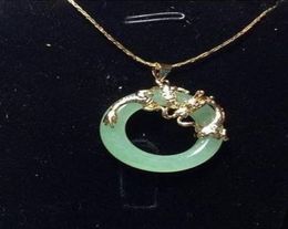 Pure jade dragon phoenix pendant necklaceltltlt 0123451650499