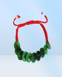 Chinese Handwoven Red Hand Rope Jade Peace String Bracelet Adjustable276q2618787